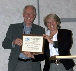 BoFEP Chair Peter Wells presents the 2009 Stewardship award to Moira Brown