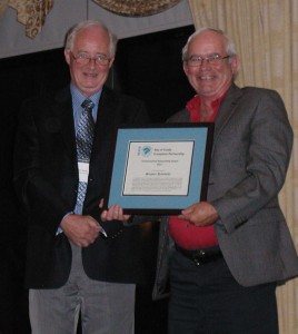 BoFEP Chair Peter Wells presents the 2011 Stewardship Award to Stephen Hawboldt. 